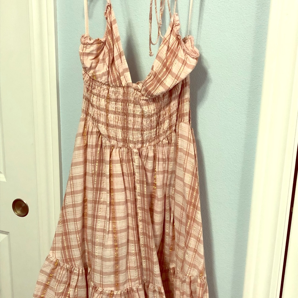 Shimmery plaid print dress